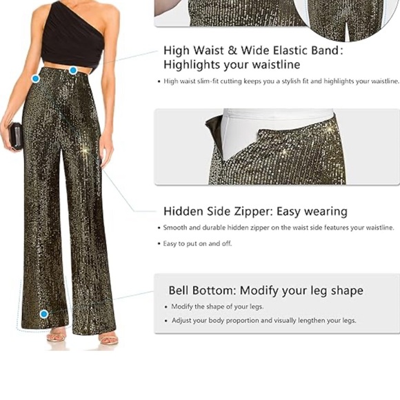 Sequin High Waisted Wide Leg XL - Picture 3 of 5